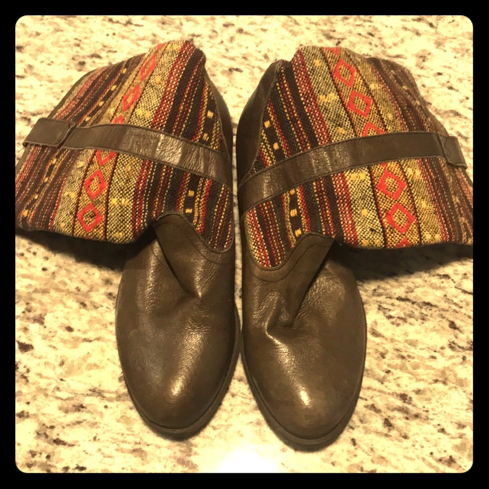 Leather boho bohemian Steve Madden boots w heel